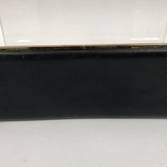 Jimmy Choo Black Leather Clutch – Gold Frame, Large Size, Made in Italy - Picture 9 of 12